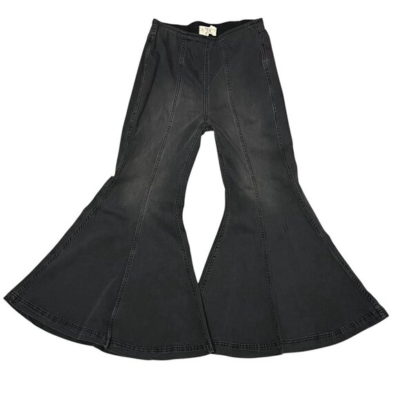 Free People Denim - FREE PEOPLE Pants Women 26 Rinse Black Gray Flare Bell Bottom Faded Jean Pull On